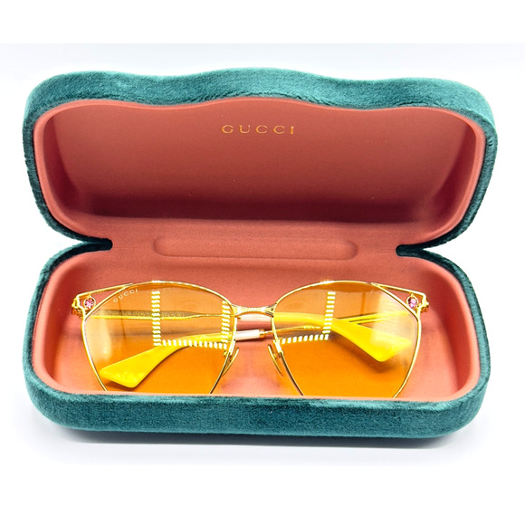 Gucci Sunglasses GG1375SA-002 Womens Gold Metal Cat Eye Frame Yellow Lens 62mm main image 8